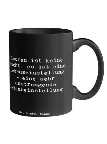 Mr. & Mrs. Panda Kaffeetasse Spruch Laufen Lebensstil mit Spruch in Schwarz