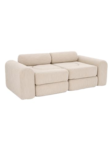 relaxdays 10tlg. Kinder-Spielsofa Set "Cord" in Beige - (B)108 x (H)32 x (T)50 cm