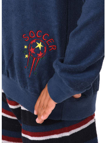 NORMANN Frottee Pyjama Schlafanzug Bündchen Fussball - 50800 in blau