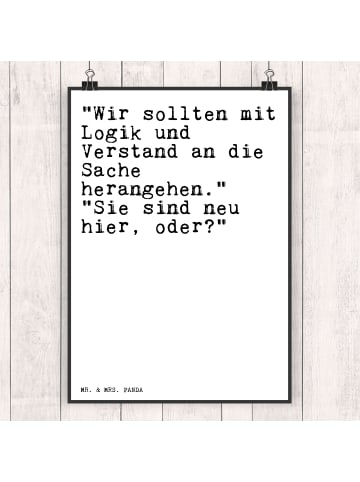 Mr. & Mrs. Panda wanddeko "Wir sollten mit Logik... mit Spruch in Weiß