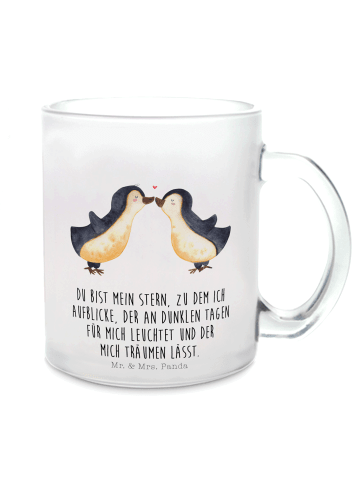 Mr. & Mrs. Panda Teetasse Pinguin Liebe mit Spruch in Transparent