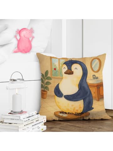 Mr. & Mrs. Panda Kissen 40x40 Pinguin Diät Design ohne Spruch in Weiß