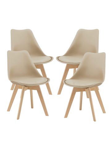 en.casa 4er-Set Esszimmerstuhl Fläten in Beige (H)81cm (B)49cm (T)57cm