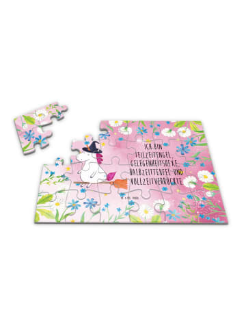 Mr. & Mrs. Panda Puzzlespiel Einhorn Hexe mit Spruch in Rot Pastell