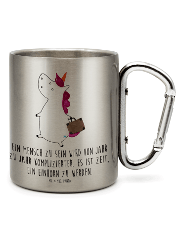 Mr. & Mrs. Panda Trinkbecher Einhorn Koffer mit Spruch in Silber