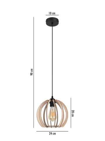 Licht-Erlebnisse Pendelleuchte Ø 24 x (T)90 cm in Schwarz NaturSchwarz Natur