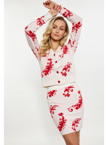 IZIA Damen Cardigan in WOLLWEISS ROT