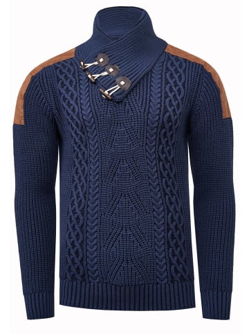Rusty Neal Stehkragen Grobstrick Pullover in Indigo