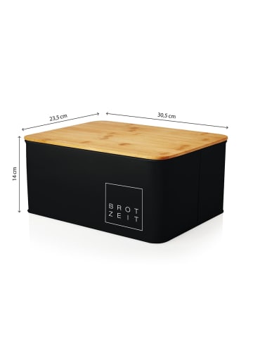 Lumaland Brotkasten Cuisine schwarz mit Bambusdeckel Schwarz