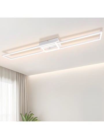 ZMH Deckenleuchte LED in Weiß Modern 3000K Warmweiß 32W 2-flammige Rechteckig