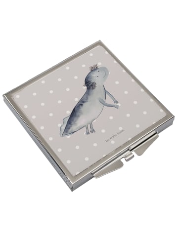 Mr. & Mrs. Panda Handtaschenspiegel quadratisch Axolotl Schwimme... in Grau Pastell