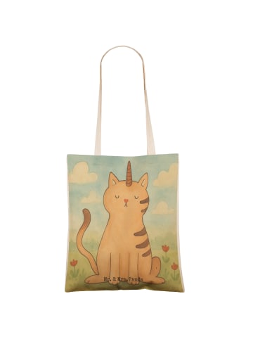 Mr. & Mrs. Panda Shopping Bag Einhorn Katze Design ohne Spruch in Weiß