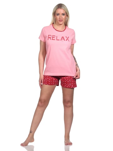 NORMANN Shorty Schlafanzug Pyjama Casual Look in rosa