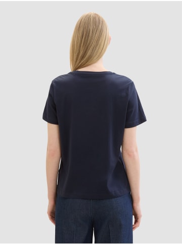 Tom Tailor Shirt 2er-Set Rundhals Kurzarm T-Shirt mit Print in Schwarz-Blau