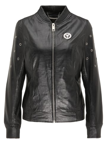 Carlo Colucci Lederjacke Caldera in Schwarz