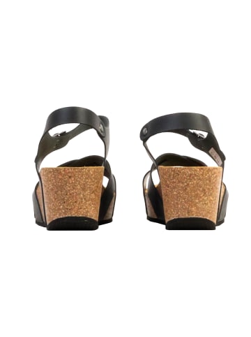 Divine Factory Noga Ety Edge Ledersandalen mit Keilabsatz Schwarz
