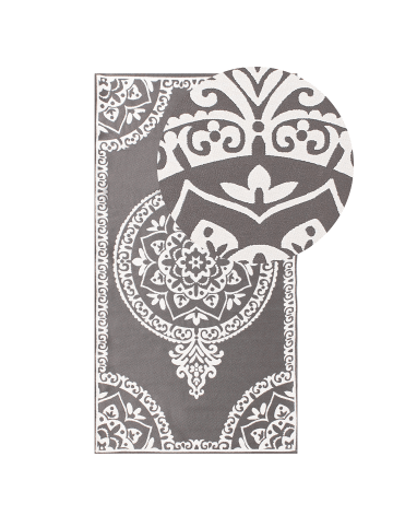 Beliani Outdoorteppich KOHIMA in Grau/Weiß - (W) 80 x (L) 150 cm