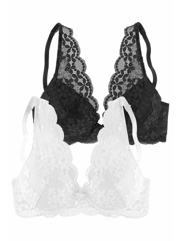 PETITE FLEUR Push-up-BH in weiß+schwarz