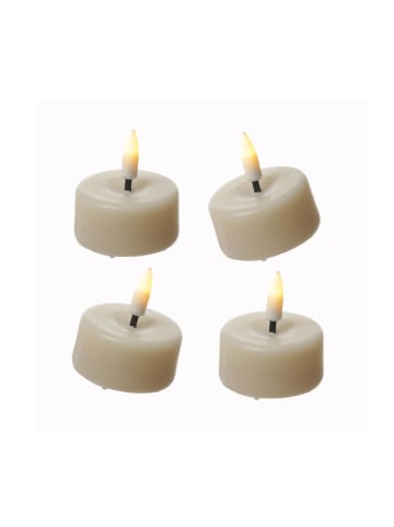 Deluxe Homeart 4x LED Mini Teelichter Mia flackernd mit Batterien D: 3,5cm in creme