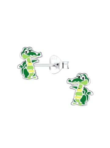 Alexander York Kinderohrstecker KROKODIL in 925 Sterling Silber, 2-tlg. in green