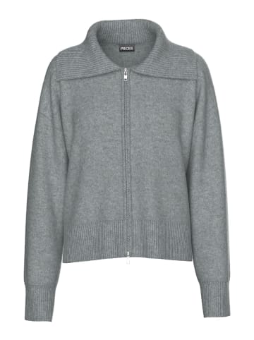 Pieces Strickjacke in Medium Grey Melange