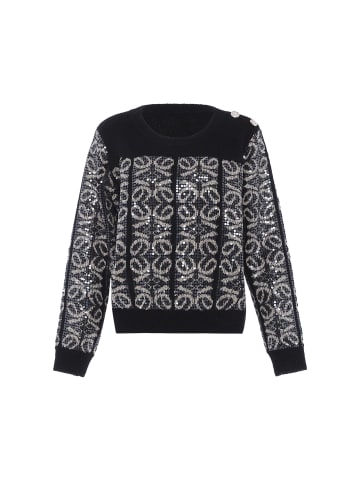 faina Damen Strickpullover Mit Pailletten in SCHWARZ