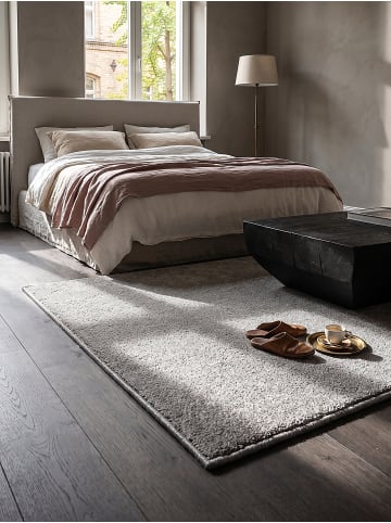 KADIMA DESIGN BORMIDA Teppich Hochflor Silber 160x230 Uni Polypropylen Wohnzimmer in Silber