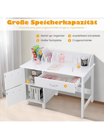 COSTWAY Schreibtisch mit Stuhl in Weiß
