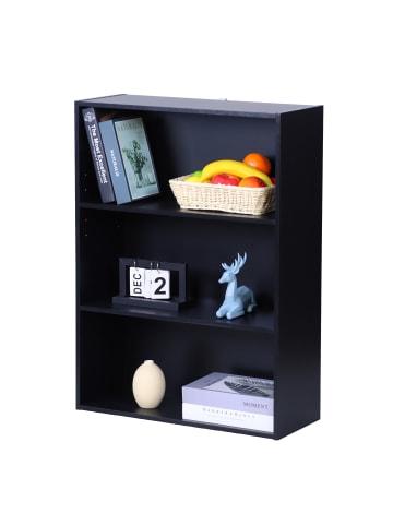 relaxdays Bücherregal in Schwarz - (B)60 x (H)82 x (T)24 cm