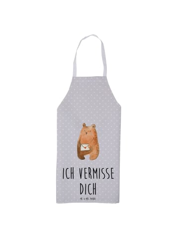 Mr. & Mrs. Panda Kochschürze Bär Liebesbrief mit Spruch in Grau Pastell