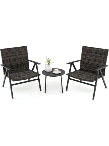 COSTWAY 3 tlg. Gartenmöbel Set in Braun