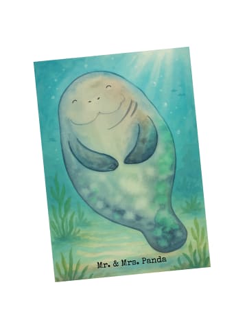 Mr. & Mrs. Panda Grußkarte Seekuh Happy Design ohne Spruch in Weiß