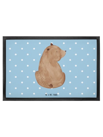 Mr. & Mrs. Panda Schmutzmatte Bär Schulterblick ohne Spruch in Blau Pastell