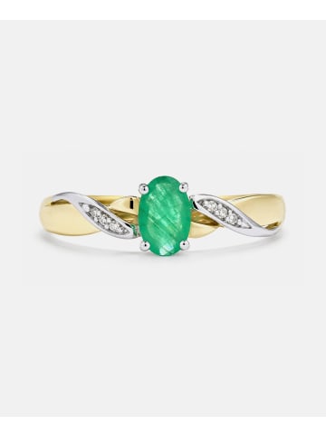 Diamant L'éternel Ring, mit Smaragd, 375 Gelbgold