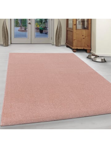 KADIMA DESIGN Teppich Kurzflor Uni Polypropylen Wohnzimmer in Rosa
