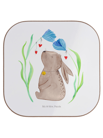 Mr. & Mrs. Panda Untersetzer Design Hase Blume ohne Spruch in Weiß