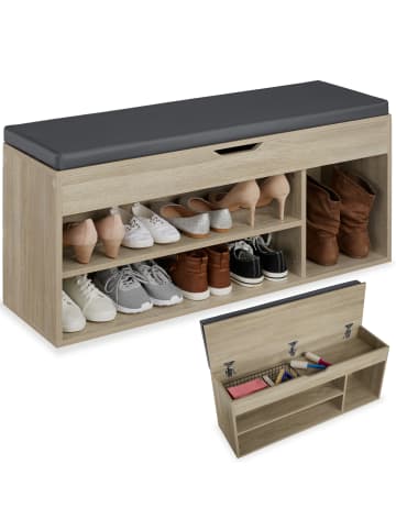 tectake Schuhbank Natalya mit Sitzpolster für 9 Paar Schuhe,  104x30x49cm