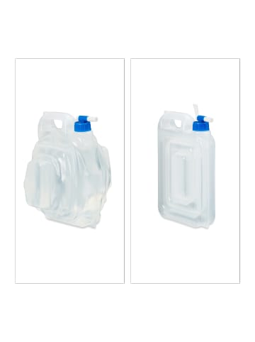 relaxdays 4x Wasserkanister in Transparent-Blau 15 Liter