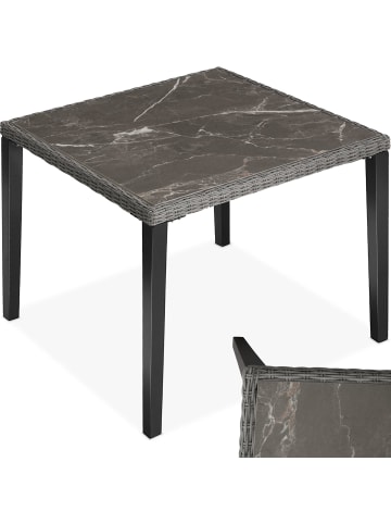 tectake Rattan Tisch mit Aluminium- und Holzgestell, 93,5x93,5x75cm