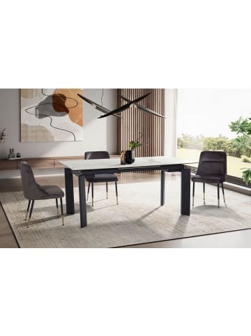 KADIMA DESIGN Esszimmertisch 180x95x77 cm Keramik Glas Esstisch Marmor-Optik, in Weiß