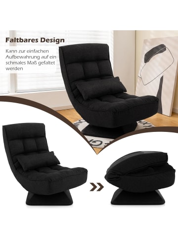 COSTWAY Bodenstuhl drehbar in Schwarz