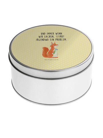 Mr. & Mrs. Panda Blechdose Eichhörnchen Blume mit Spruch in Gelb Pastell