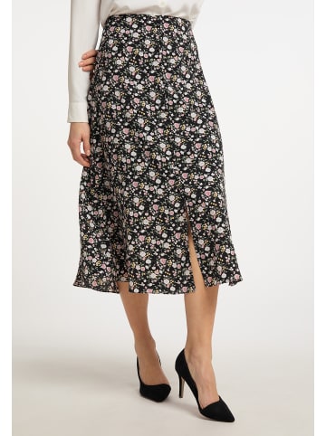 Usha Damen Midirock Mit Blütenprint in Schwarz Mehrfarbig