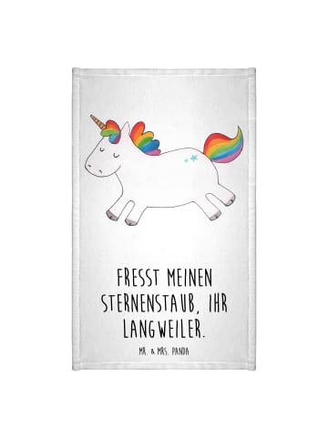 Mr. & Mrs. Panda Gästehandtuch Einhorn Happy mit Spruch in Weiß