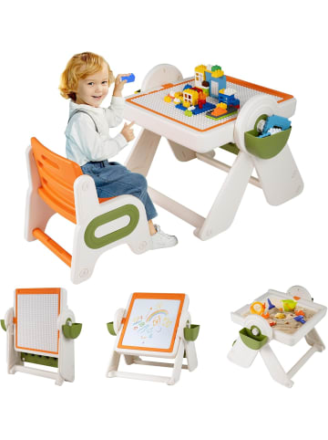COSTWAY 6 in 1 Kindertisch mit Stuhl ab 18 Monaten in Orange
