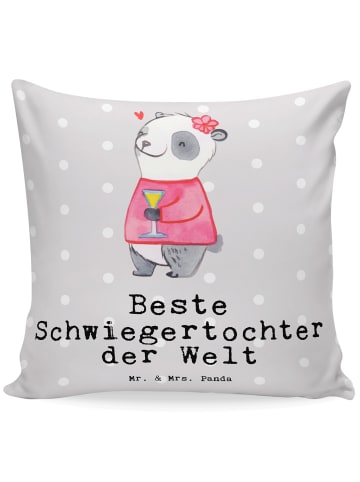 Mr. & Mrs. Panda 40 x 40 Kissen Panda Beste Schwiegertochter der... in Grau Pastell