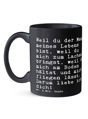 Mr. & Mrs. Panda Kaffeebecher Weil du der Mann... mit Spruch in Schwarz