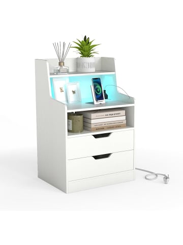 COSTWAY Nachttisch LED 45 x 35 x 72,5 cm in Weiß