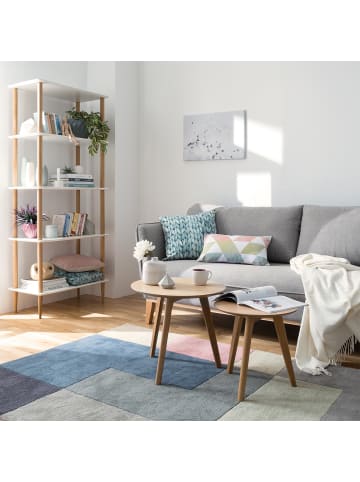 home24 home24 Beistelltisch-Set aus teilmassiver Eiche im skandinavischen Stil in Eiche