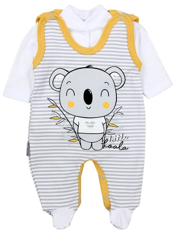 TupTam Baby Unisex Strampler-Set mit Aufdruck Spruch 2-tlg in grau/gelb